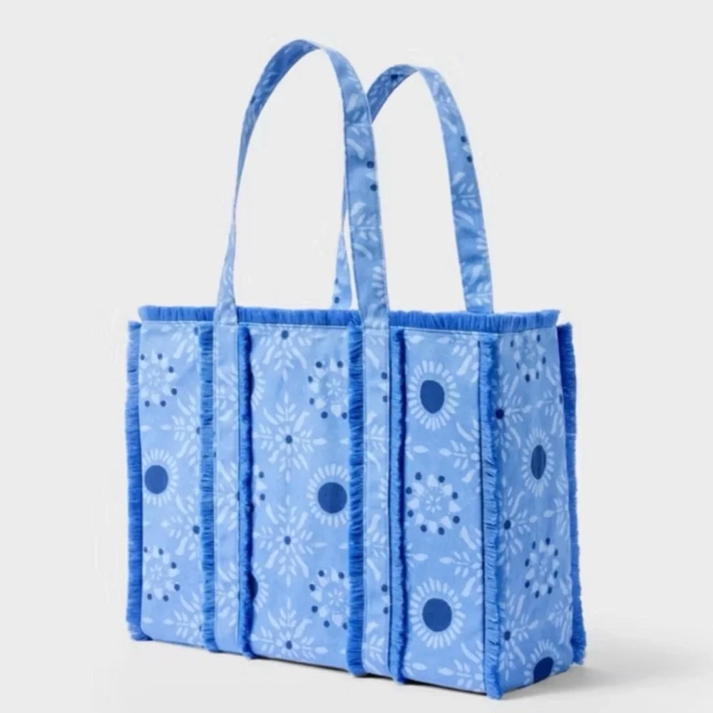 Roller Rabbit Light Blue Floral Ruffle Tote - Picture 4 of 5